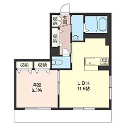 ベレオKM2 1LDKの間取図画像