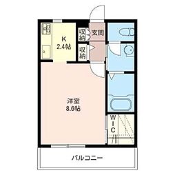 ベルカーサ 1Kの間取図画像