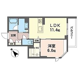 コンティキュール熊之堂 1LDKの間取図画像
