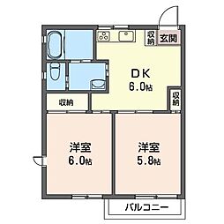 アネックス坂本B 2DKの間取図画像