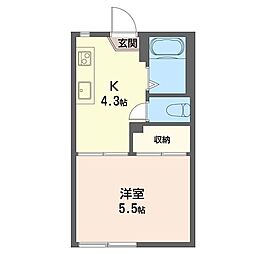 メゾン高舟台 1Kの間取図画像