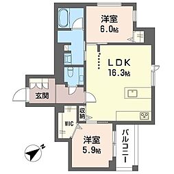 クオリスタ 2LDKの間取図画像