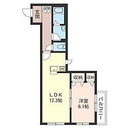 ファミール潮田 1LDKの間取図画像