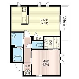 ウイステリア2 1LDKの間取図画像