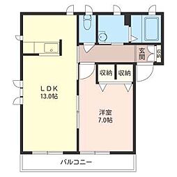 旭ガーデンハイツ1 1LDKの間取図画像