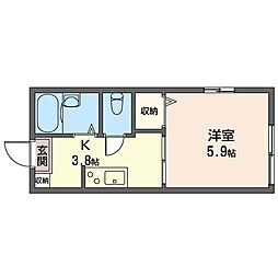 FragranceRaira 1Kの間取図画像