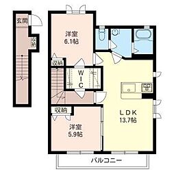 ユーフラット5 2LDKの間取図画像