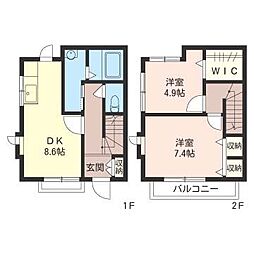 松井テラス 2DKの間取図画像