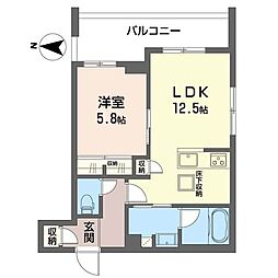 アドミラドール 1LDKの間取図画像