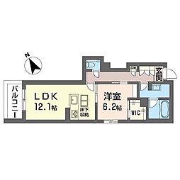 フォース アルカナ 1LDKの間取図画像