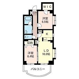 グランメール美しが丘 2LDKの間取図画像