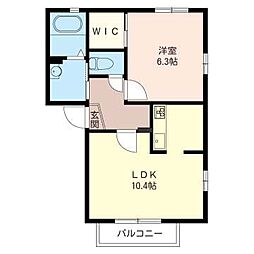 ヴィラソレイユ 1LDKの間取図画像