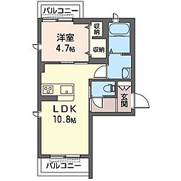 プレジール 1LDKの間取図画像