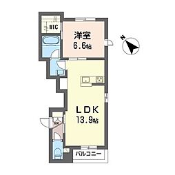 BEREOクアッドkomichi 1LDKの間取図画像