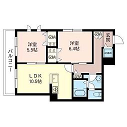 プランシール宮前 2LDKの間取図画像