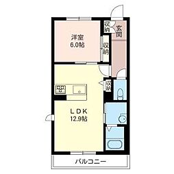 グリーンテラスビュー 1LDKの間取図画像