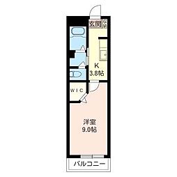 ボナール 1Kの間取図画像