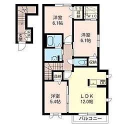 ハイネスヤマキ1 3LDKの間取図画像