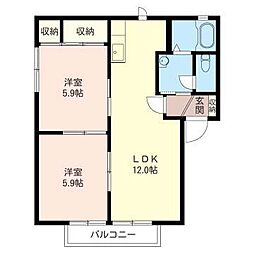 ソレイユA 2LDKの間取図画像