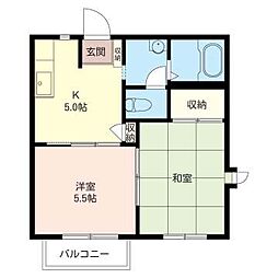 ドミール 2Kの間取図画像