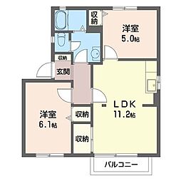 ビューステージいずみB 2LDKの間取図画像