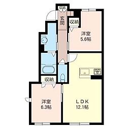 グリッター・K 2LDKの間取図画像