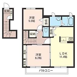 サンベルデB 2LDKの間取図画像