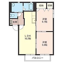 シャーメゾン朱里A 2LDKの間取図画像