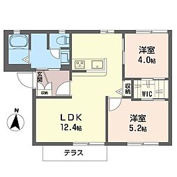 サンハイム楓1 2LDKの間取図画像
