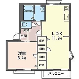 フレグランス嶋田A 1LDKの間取図画像