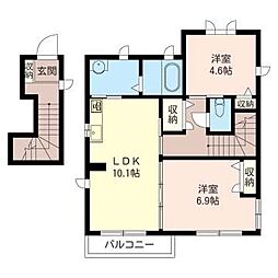 ダイヤビレッジB 2LDKの間取図画像