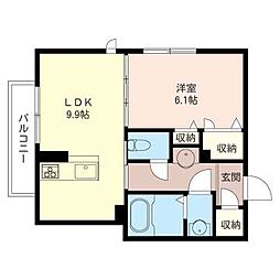 カーサレジオ 1LDKの間取図画像