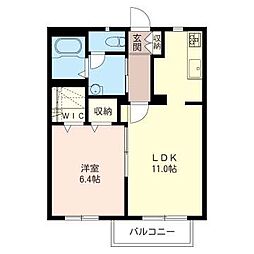 ブルーハイツ 2階1LDKの間取り