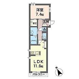 エトワールイースト弐番館 1LDKの間取図画像