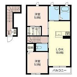 アムール 2LDKの間取図画像