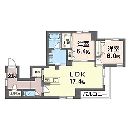 雪月花 2LDKの間取図画像