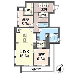 エルシエル 2LDKの間取図画像