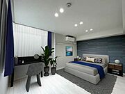■家具・家電はイメージです■洋室にもエアコンがあります。東面にアクセントクロスを採用し、床材・建具と相まってモダンな雰囲気を演出した室内。
