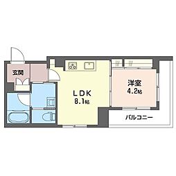 雪月花 1LDKの間取図画像