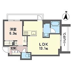 モゼモ青戸 1LDKの間取図画像