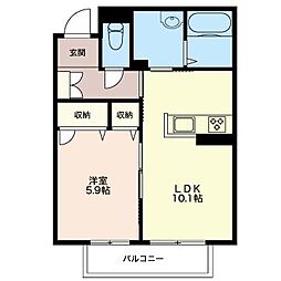クリスタルバレー1 1LDKの間取図画像