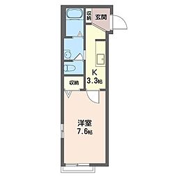 シャーメゾンハタ 1Kの間取図画像