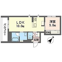 プレシクール 1LDKの間取図画像