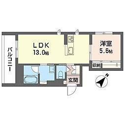 プレシクール 1LDKの間取図画像