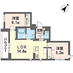 プレシクール 2LDKの間取図画像