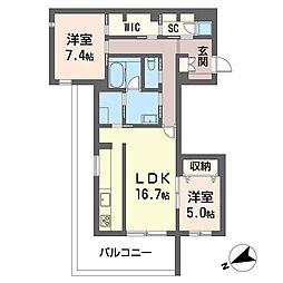 プライムステージ7 2SLDKの間取図画像