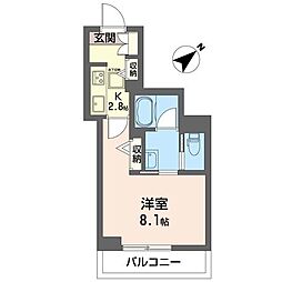 アトリエール 1Kの間取図画像
