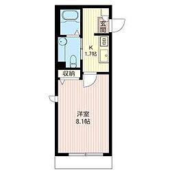 モトシャルマン 1Kの間取図画像