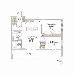 メゾンドリーリエ 2LDKの間取図画像