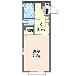 ドンジョン・モリヤ 1Kの間取図画像
